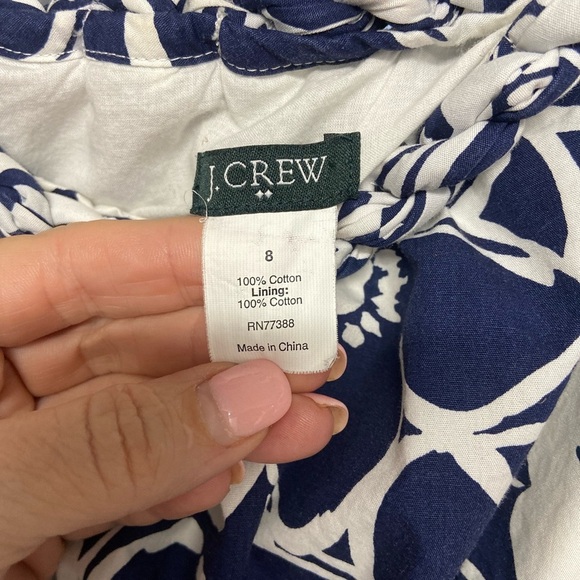 J. Crew Sundress Size 8 Blue and White Floral Empire Waist Braided Strap Summer - Picture 10 of 11